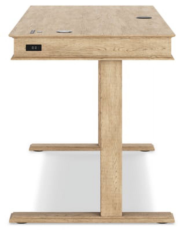 Light Brown Adjustable Height Desk with USB Ports & 2 Drawers T439823