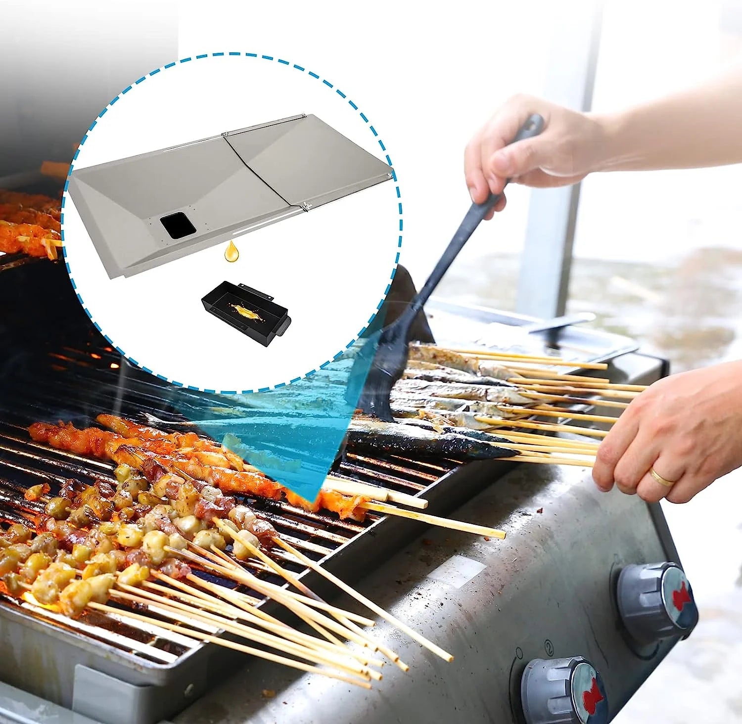 Universal Grease Tray with Catch Pan for Gas Grill F393445