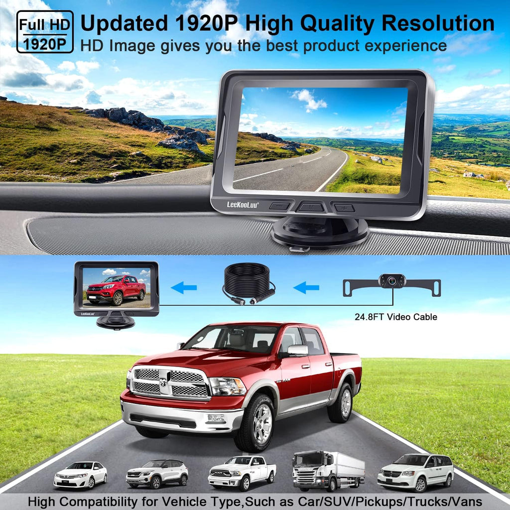 5 Inch HD 1080P Backup Camera Kit, Pack of 2 K7673