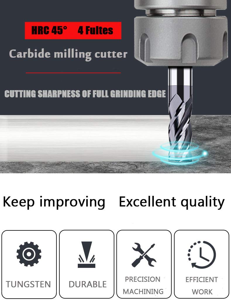 1/8 Carbide Square End Mill, 4 Flute, AlTiN Coating Y490034
