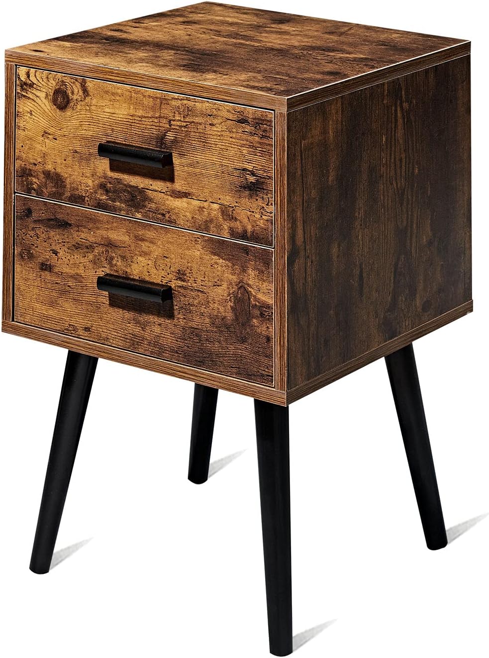 Rustic Brown Wooden Night Stand with 2 Drawers Q50692