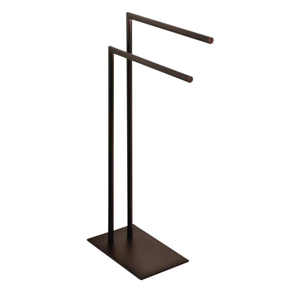 Oil Rubbed Bronze Pedestal 2-Bar Towel Rack A5677