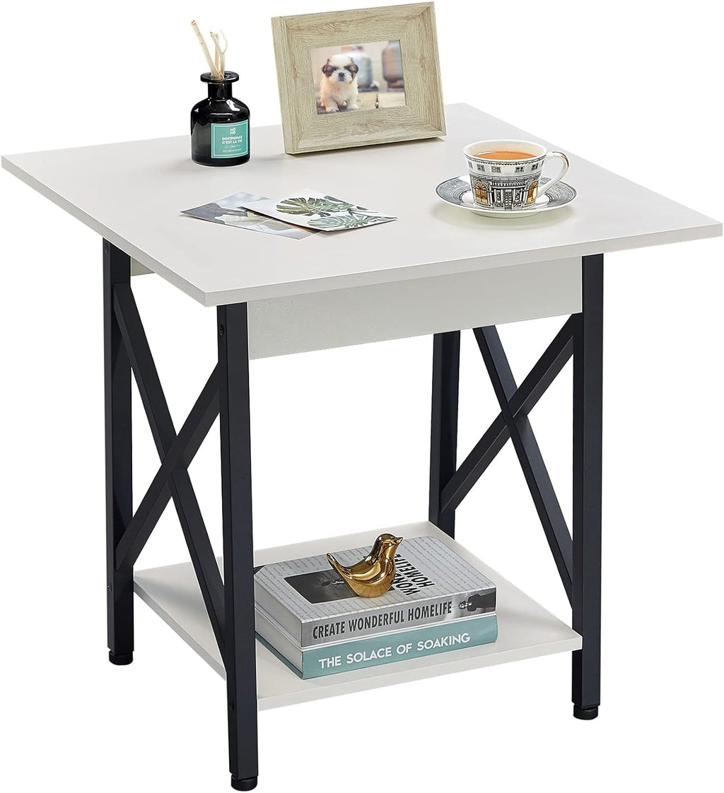 Rustic Walnut Pack of 2 End Table with Storage Shelf R819685