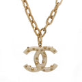 Ivory Gold Rhinestone Chain Necklace Pendant A420