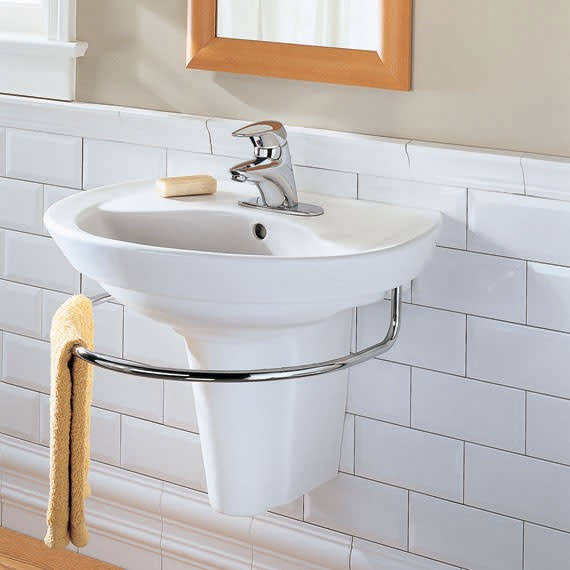 White Wall-Mounted Pedestal Lavatory Top with Single Faucet Hole G74729
