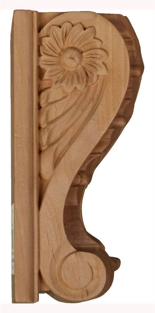 Medium Acanthus Block Wood Corbel, Red Oak Q629