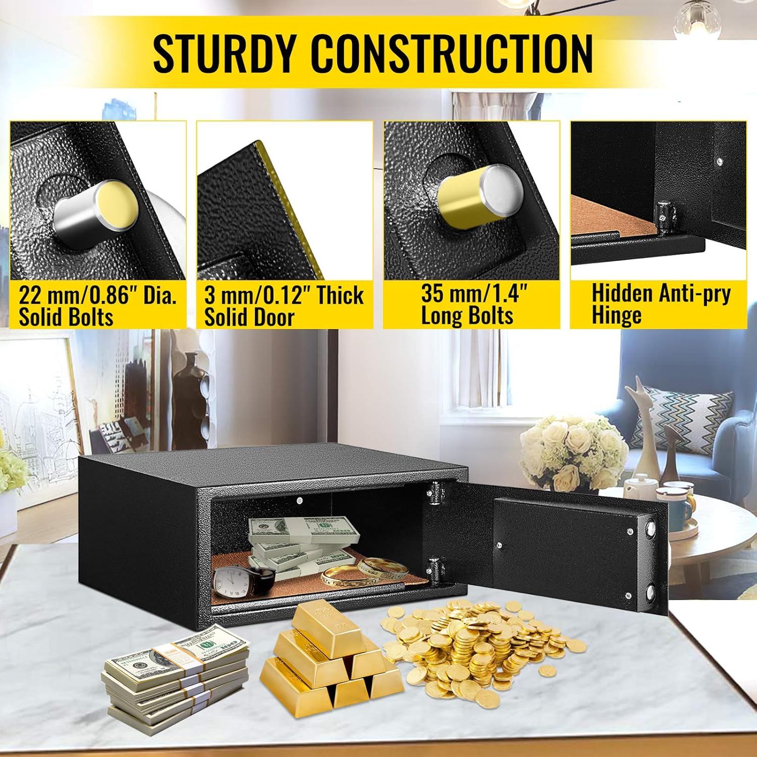0.8 Cubic Feet Carbon Steel Digital Safe Box with Two Keys W545347