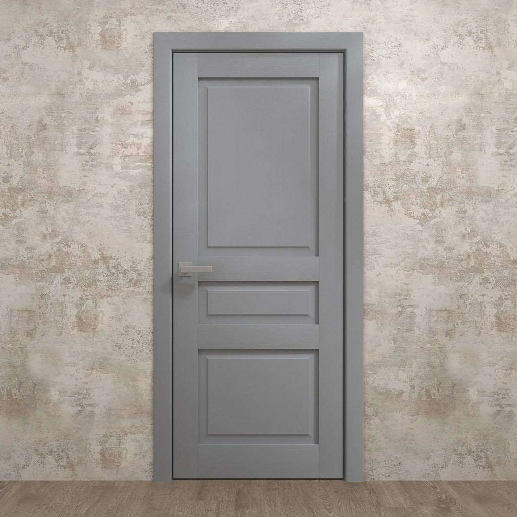 Painted Grey Oak Wood Veneer Slab Door Panel 18 x 80 inches W943430