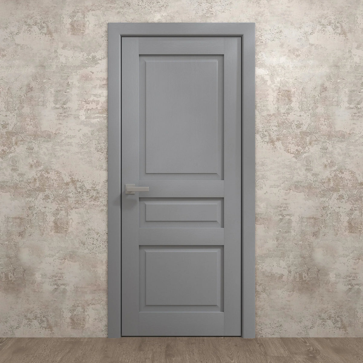 Painted Grey Oak Wood Veneer Slab Door Panel 18 x 80 inches W943430