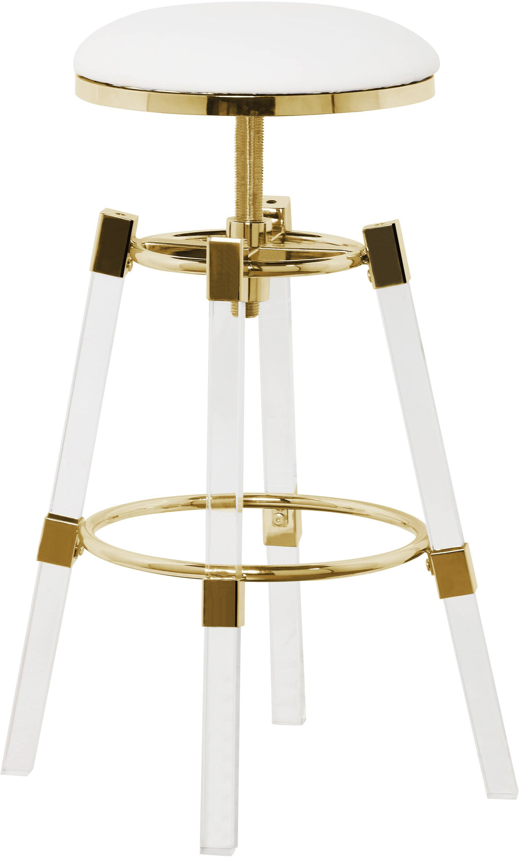 White Faux Leather Adjustable Stool Set of 2 G786604