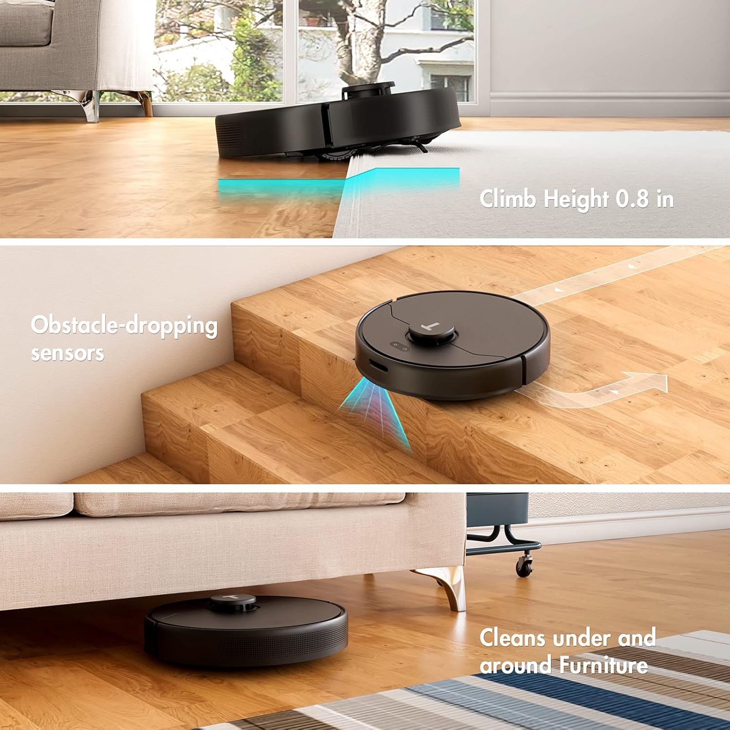 Robot Vacuum and Mop 2-in-1 with Lidar Navigation, 2000Pa Suction, Black H632687