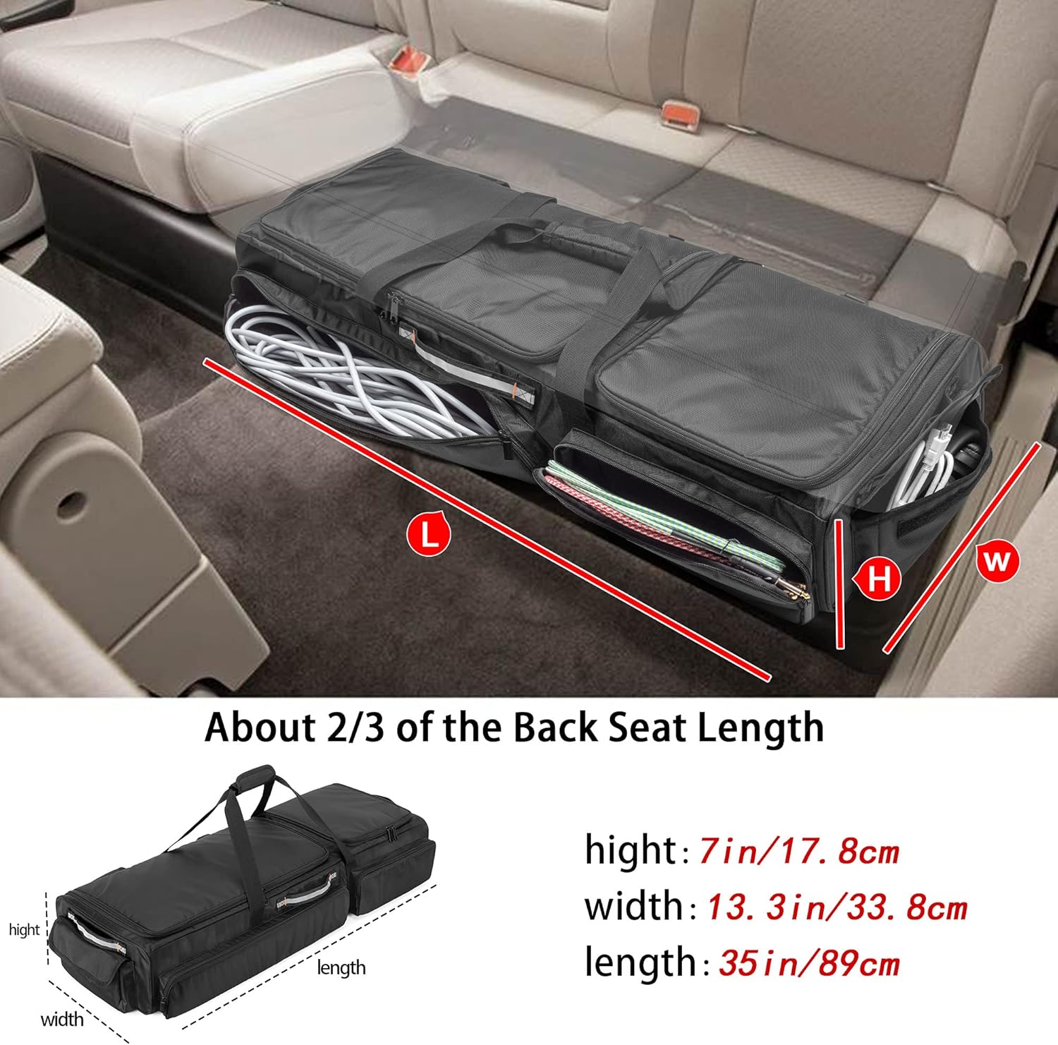 Under Seat Storage Bag with Inner Dividers & Multiple Pockets A56907