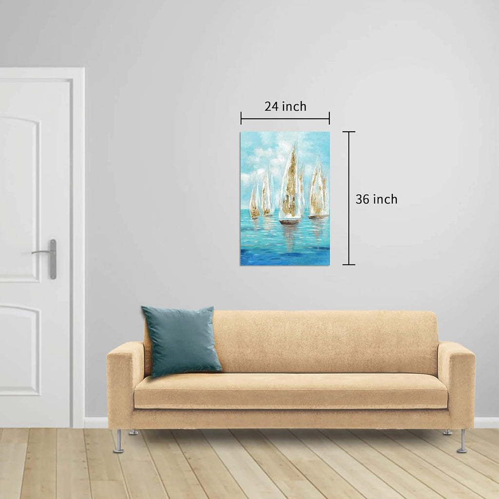 36 x 24 Hand-Painted Textured Canvas Wall Art U5044