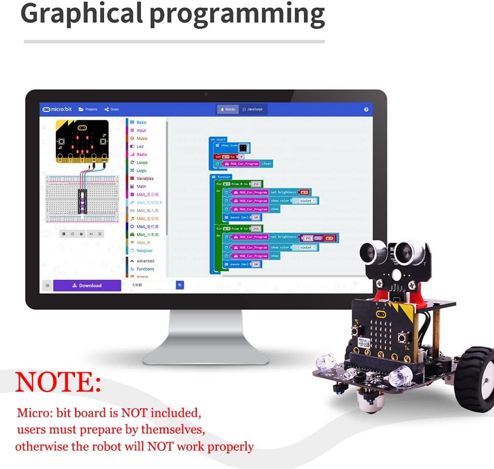 Smart Robot Car with IR and APP for Micro:bit V2/V1.5 I89911