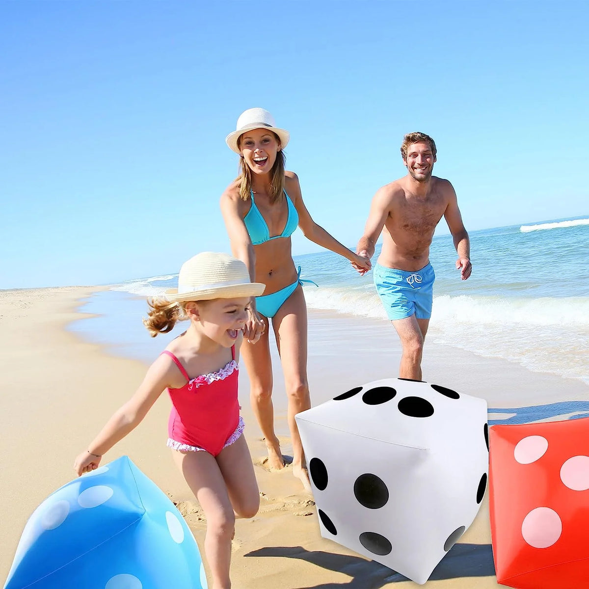 3 Pcs 11.8 inch Jumbo Inflatable Giant Dice (White+Blue+Red) L203