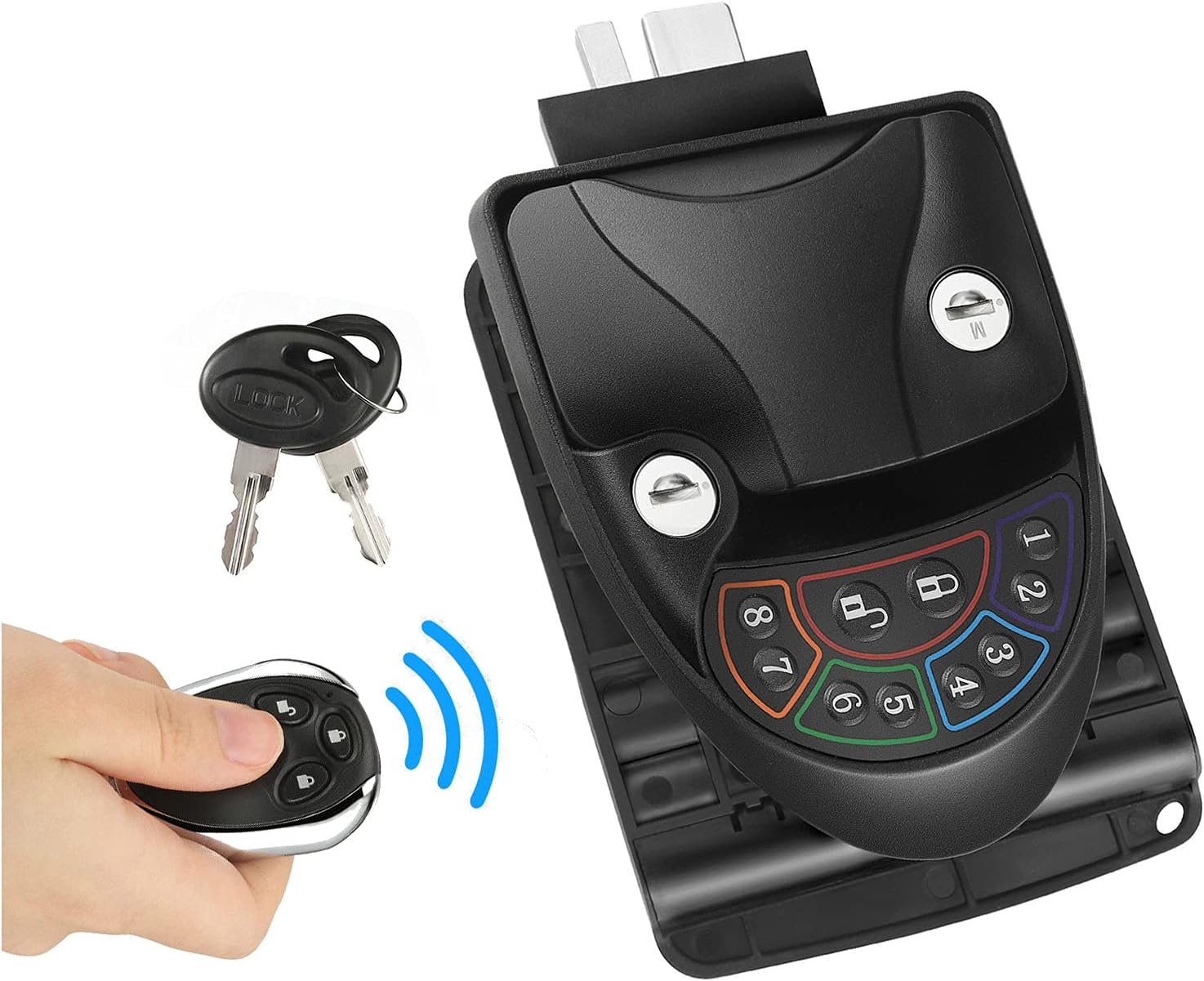 Keyless Entry Door Lock Handle Latch Zinc Alloy Wireless with Keypad Remote Control J8505