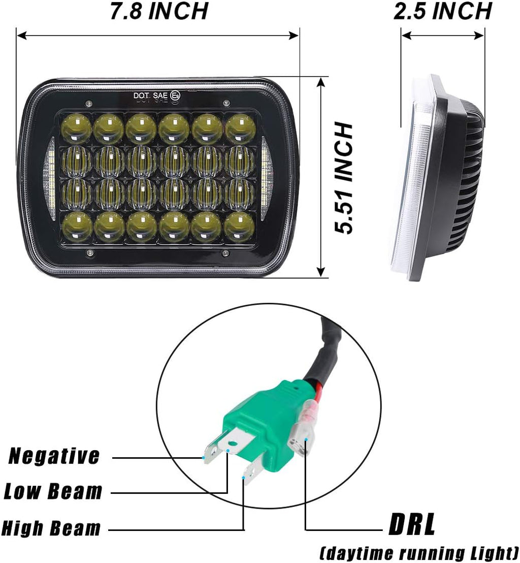 Black 5x7 inch LED Headlights Pack of 2 K867708