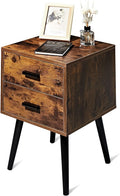 Rustic Brown Wooden Night Stand with 2 Drawers Q50692
