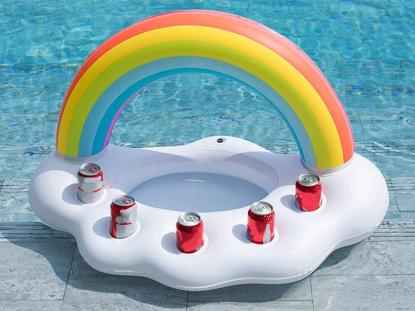 Inflatable Rainbow Cloud Drink Float Pool Cooler I77260
