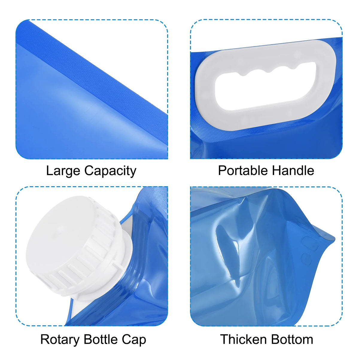 5L Collapsible Water Container Bag Plastic Storage Jug 4 Pack Light Blue X46285