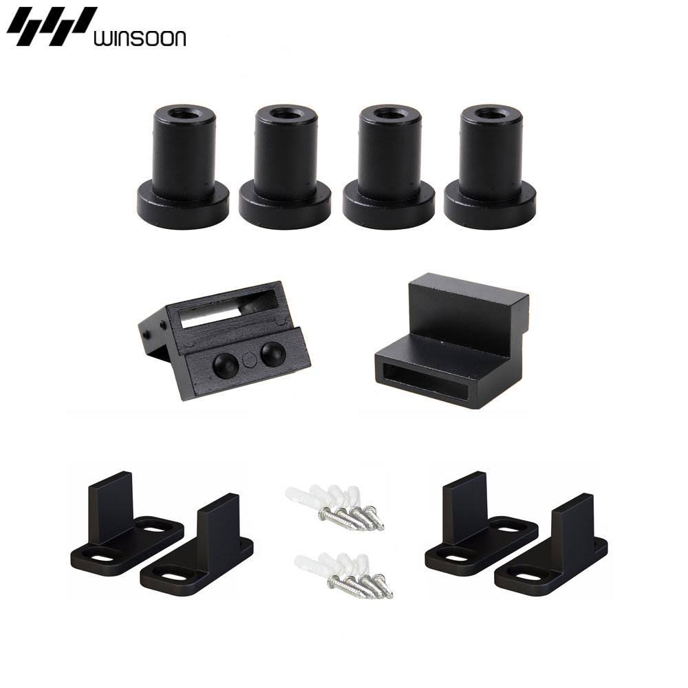 Black Bypass Sliding Barn Hardware Track Kit for Double Wood Doors T430021
