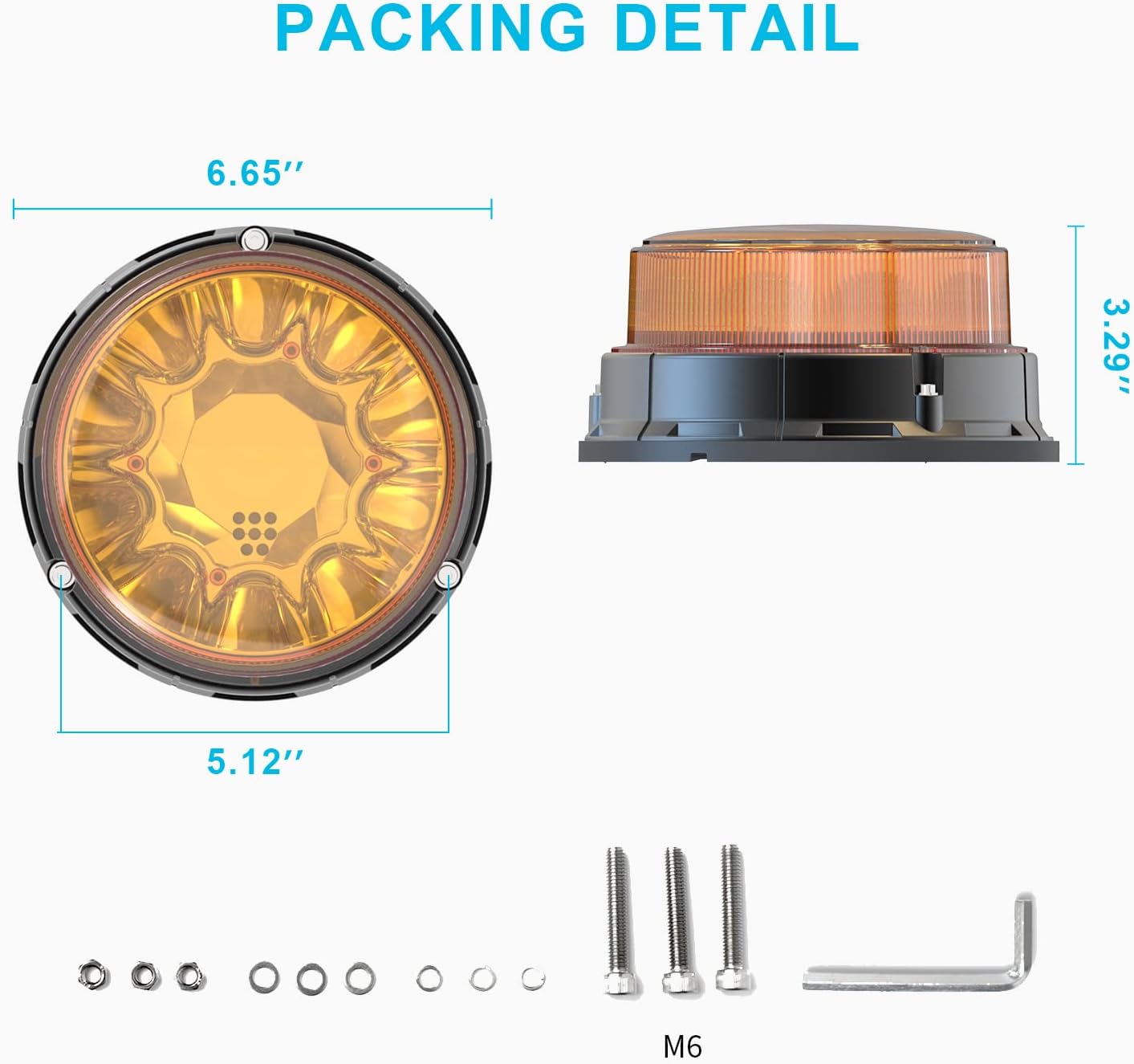 Class II LED Beacon Light 6.6", 80W Automatic Warning Lights, Pack of 2 Z949