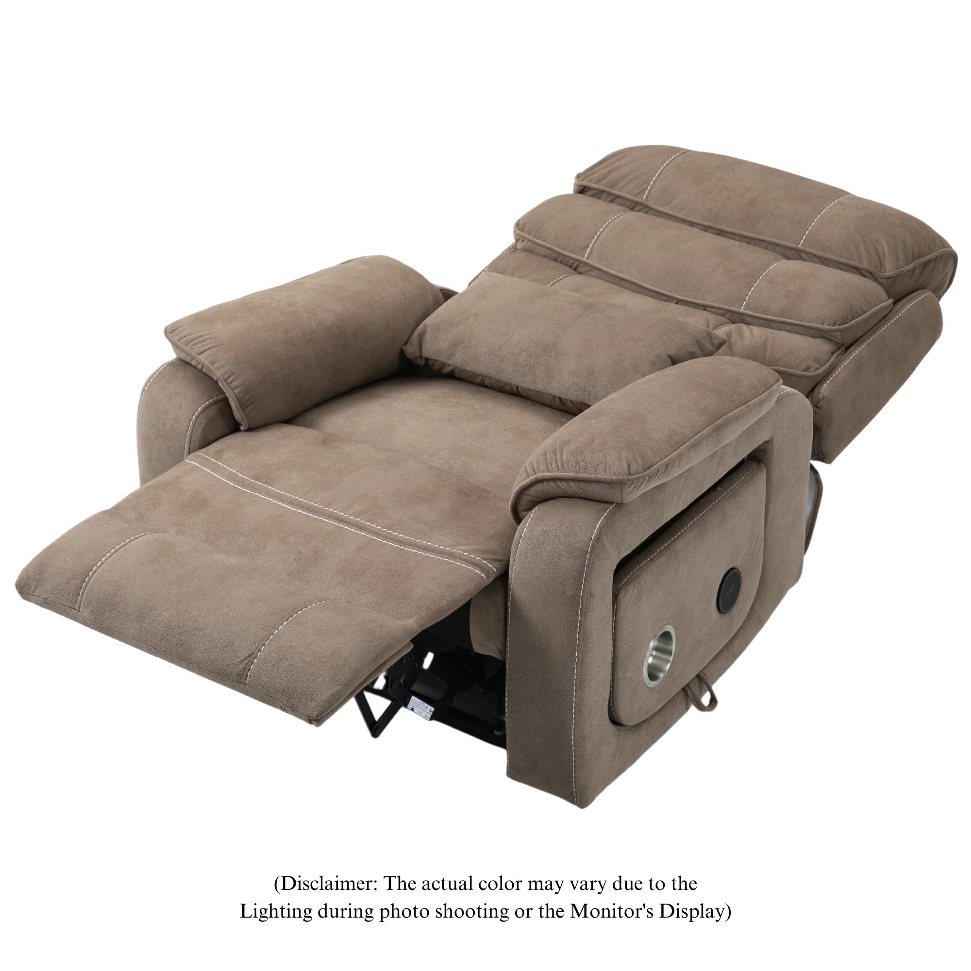 Lay Flat Recliner with Tabletop, Wireless Phone Charger, Cup Holder & Lumbar Pillow, Dual Motor Lift Chair, 400 lbs Capacity L77540