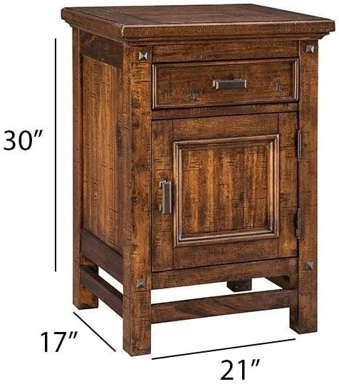 Rustic Acacia 1-Door 1-Drawer Nightstand J206115