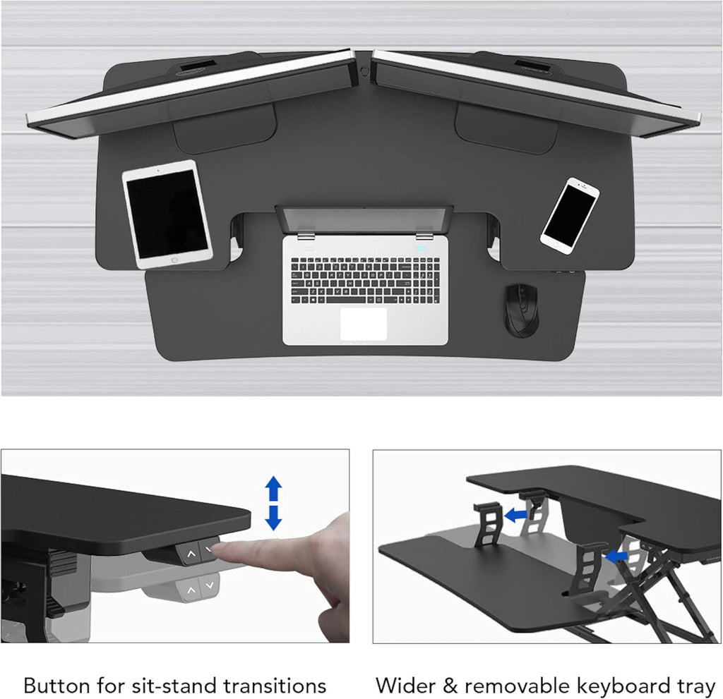 Electric Standing Desk Converter with Quick Release Keyboard Tray B21610