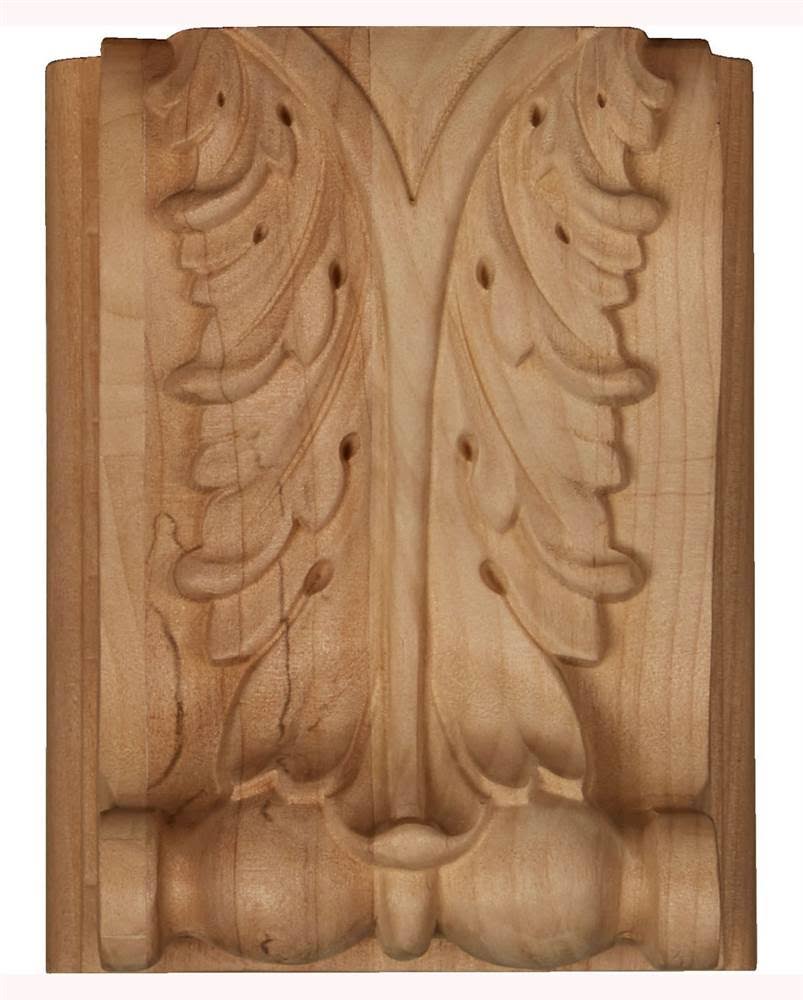 Medium Acanthus Block Wood Corbel, Red Oak Q629