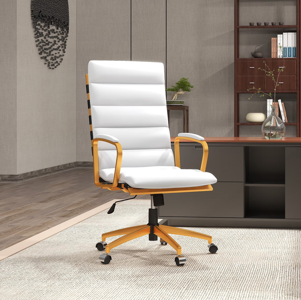 High Back Executive Office Chair with Armrest Adjustable Swivel Chair in Vegan Leather Z654542