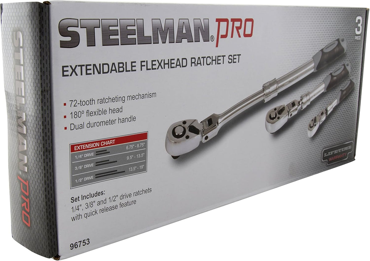 3-Piece Chrome-Vanadium Steel Ratchet Tool Set C35086
