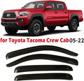 Tape-On Smoke Tinted Side Window Visor Deflectors Vent Rain Guards for Toyota Tacoma Double Cab N97573