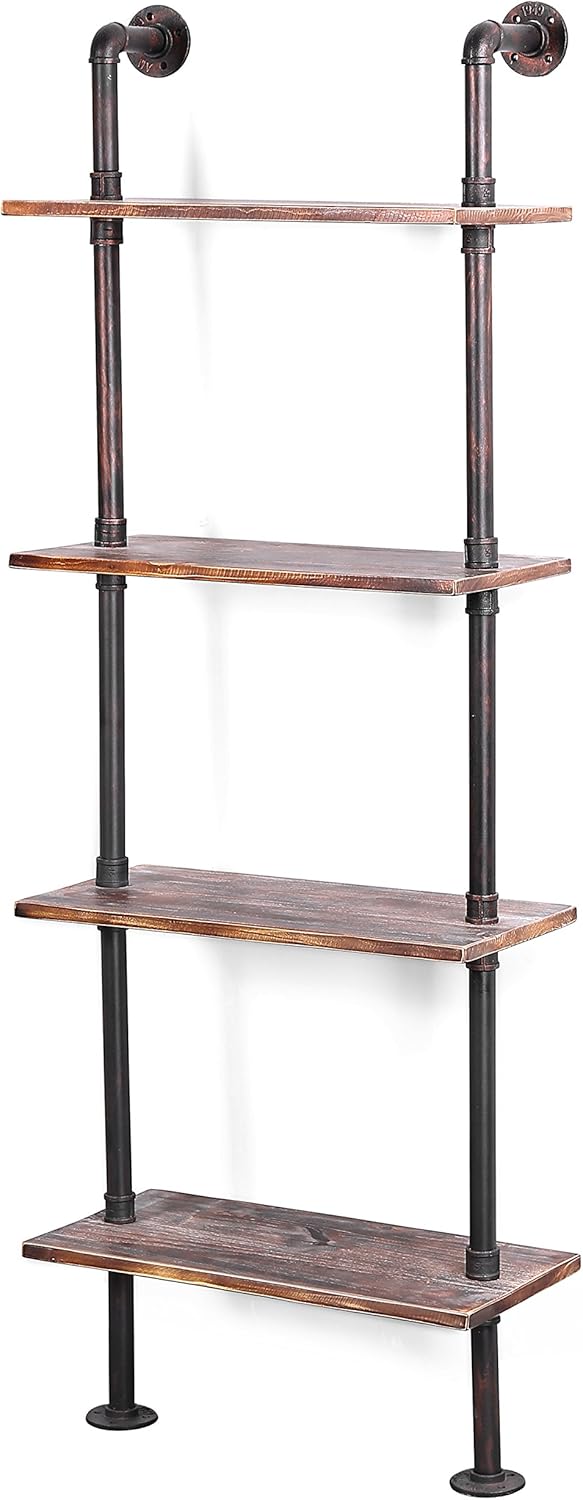 Brown Wood Wall-Mounted Shelves Bookcase Storage Rack B247