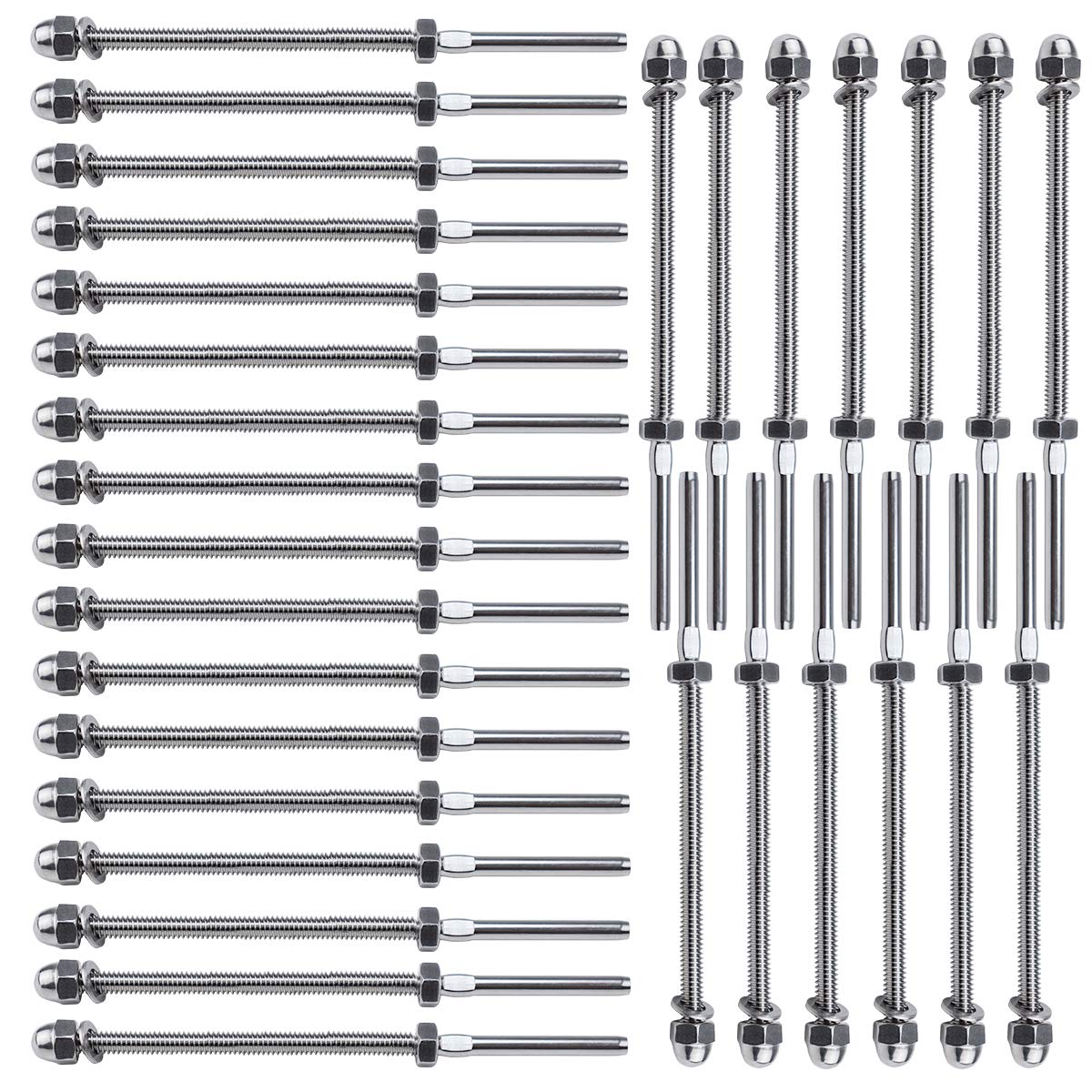 30Pack Hand Swage Tensioner Fitting for 1/8 Cable Railing T316 Stainless Steel Hardware E417549