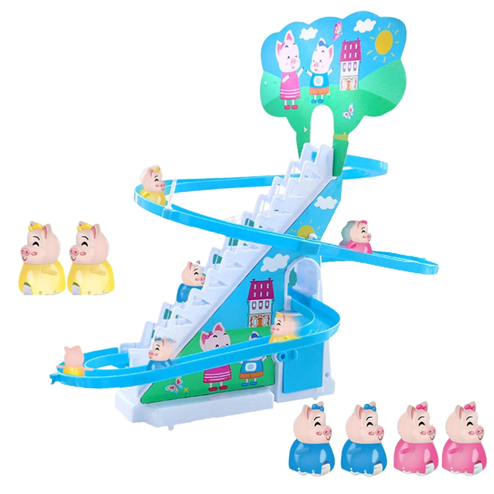 6 Pigs Electric Pig Climbing Stair Toy with LED Lights M192