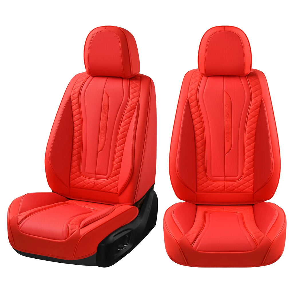Red 2PCS Front Leather Waterproof Car Seat Covers N465