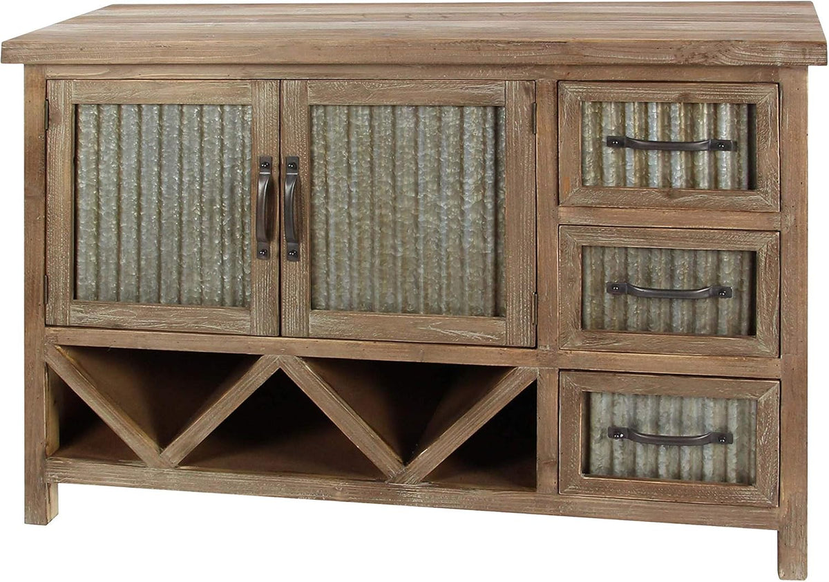 Wood And Metal Cabinet, Brown/Gray F189
