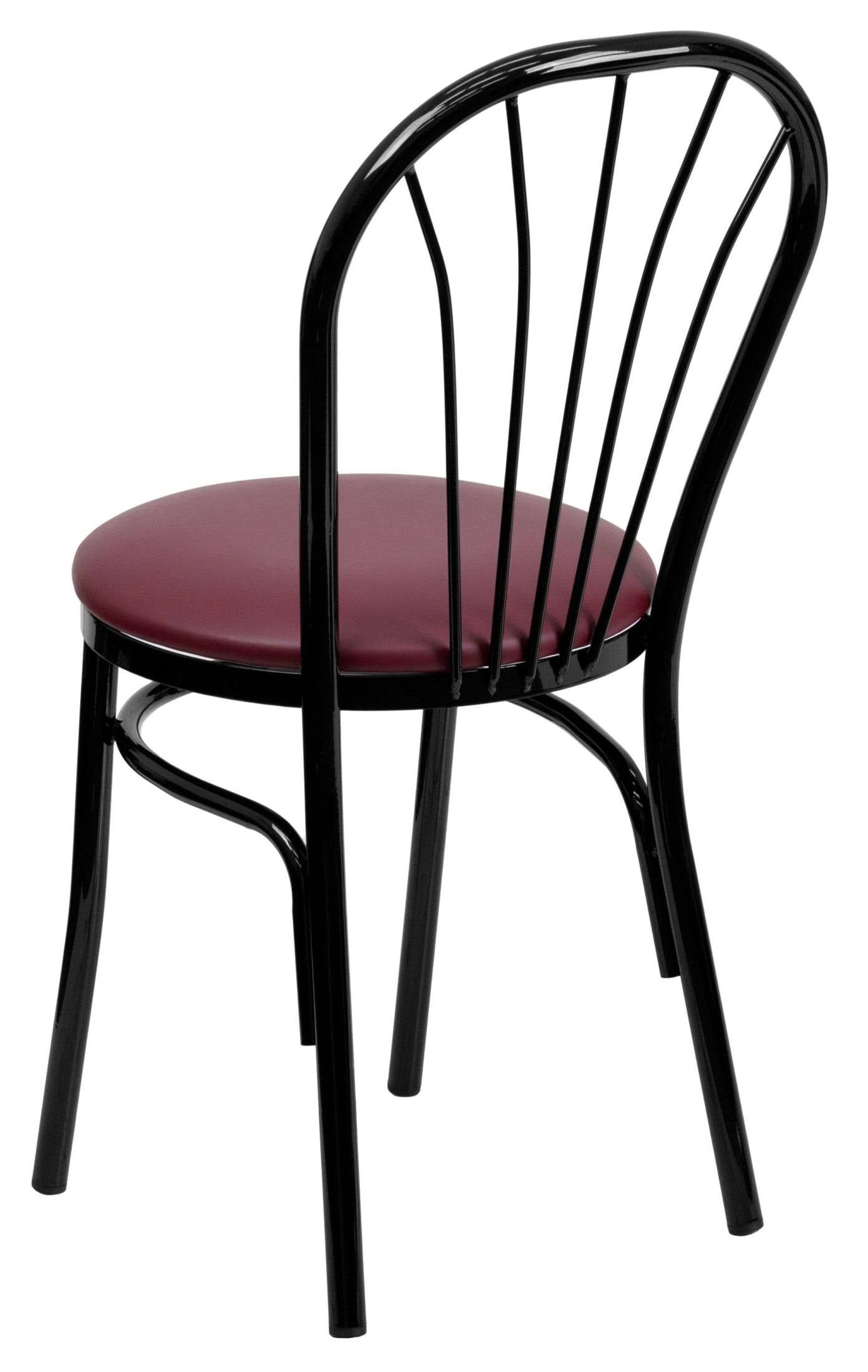 Burgundy Vinyl Metal Chair A935