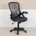 High Back Dark Gray Mesh Ergonomic Swivel Office Chair with Black Frame and Flip-Up Arms U25792
