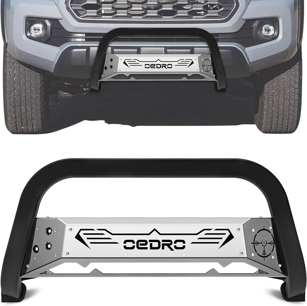 Textured Black Pickup Front Bumper Guard with Skid Plate Light Mount C18735