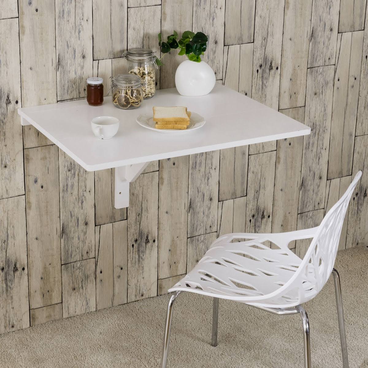 White Folding Wall-Mounted Drop-Leaf Table N7306