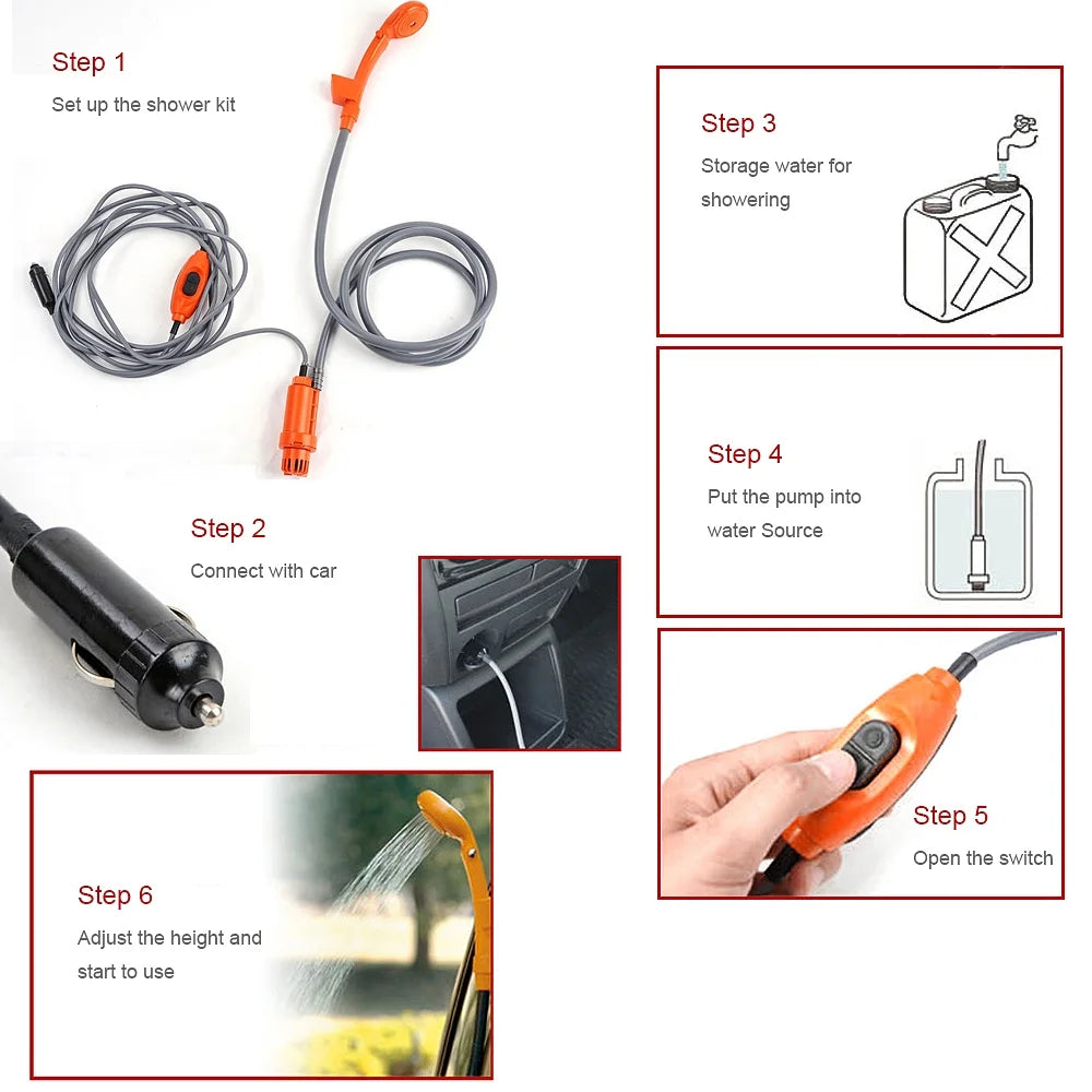 Camping Shower Electric Outdoor Folding Bucket Kit E310