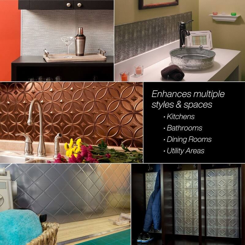 18in x 24in Vintage Metal Backsplash Panel (5 Pack) H90398