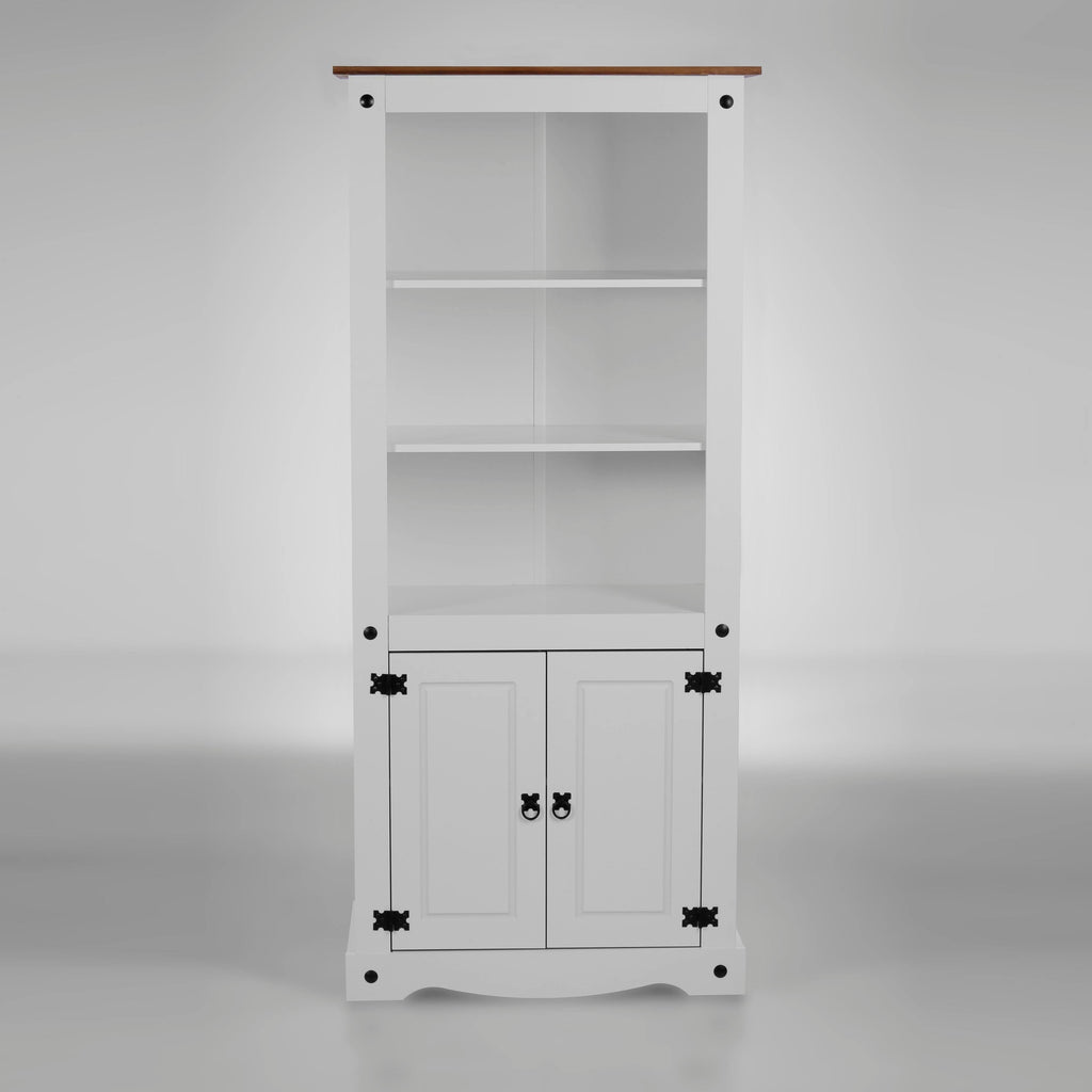 White 2-Door 5-Shelf Wood Bookshelf L3843