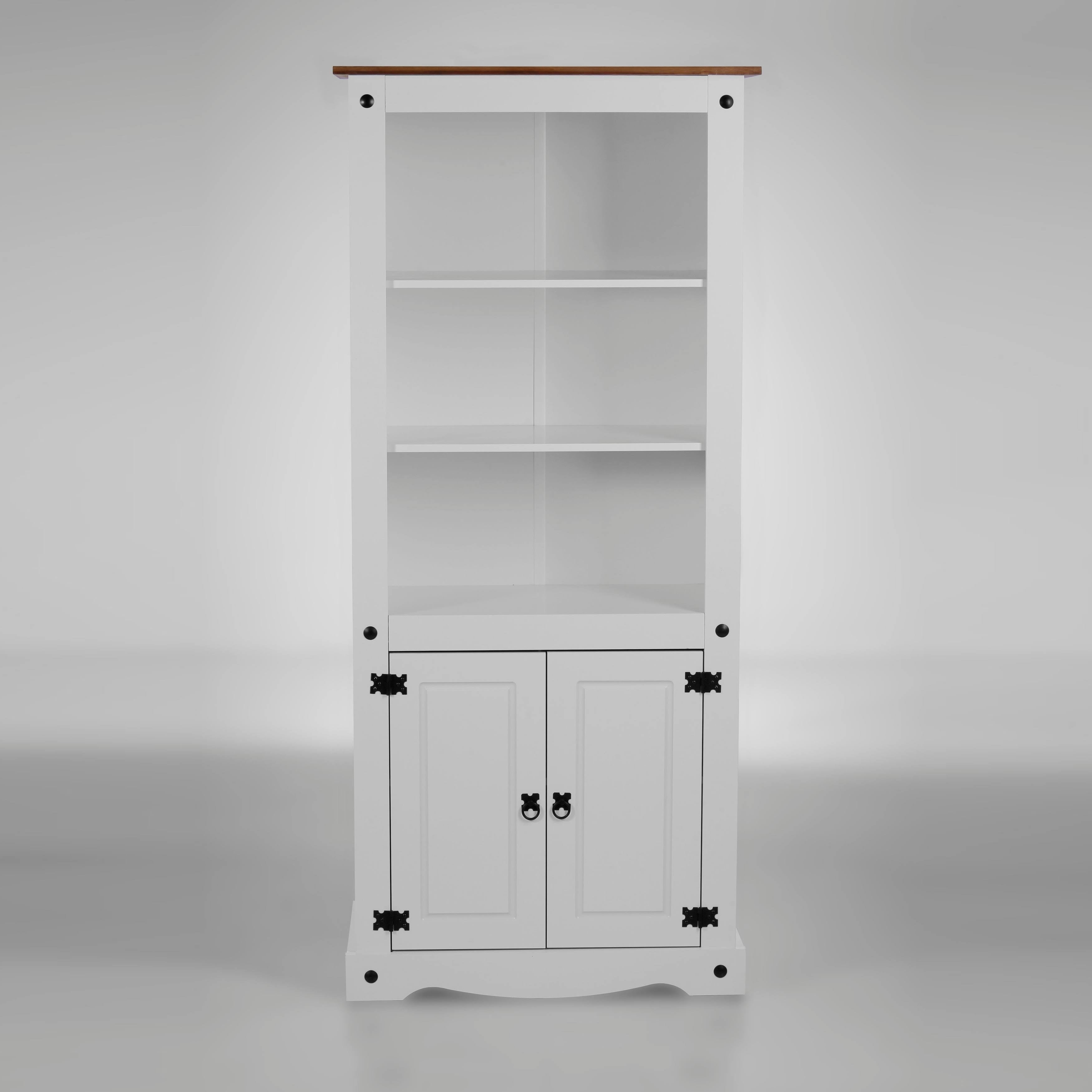 White 2-Door 5-Shelf Wood Bookshelf L3843