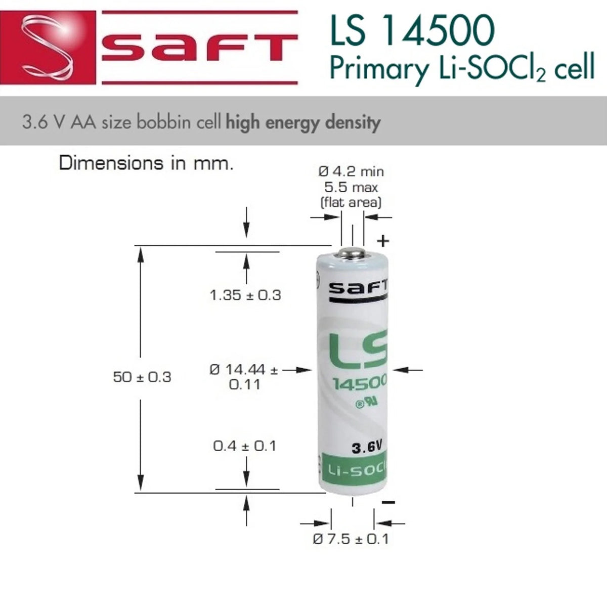 6x AA 3.6V 2600mAh Lithium Thionyl Chloride Battery T199301