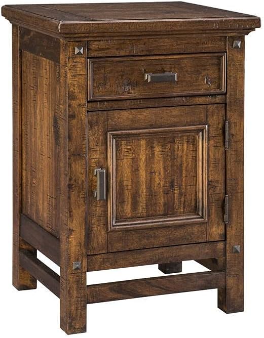 Rustic Acacia 1-Door 1-Drawer Nightstand J206115