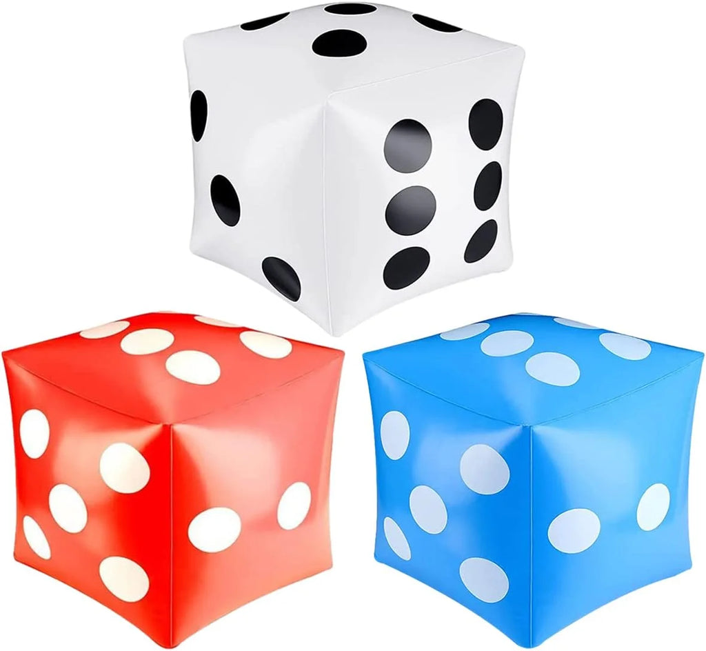 3 Pcs 11.8 inch Jumbo Inflatable Giant Dice (White+Blue+Red) L203