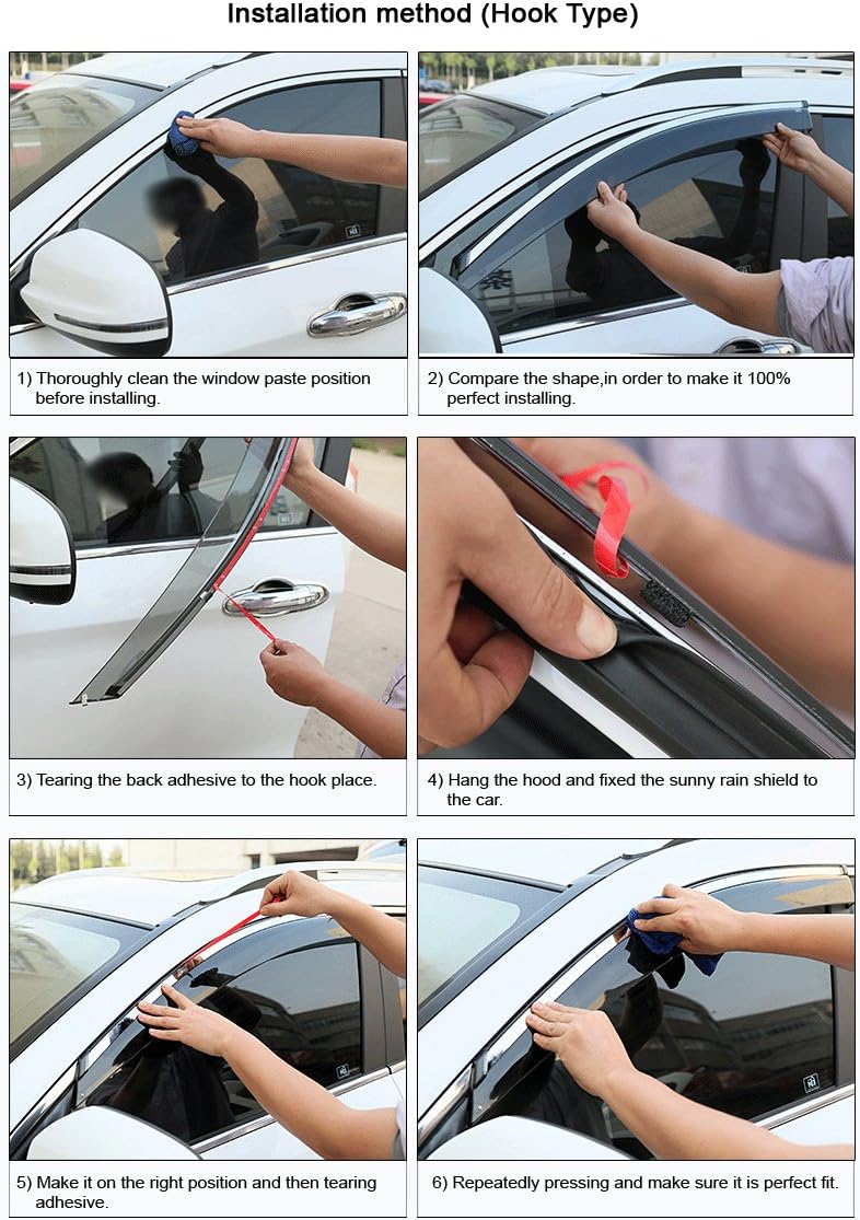 Car Window Visor Vent Shade Deflector Sun/Rain Guards X7649